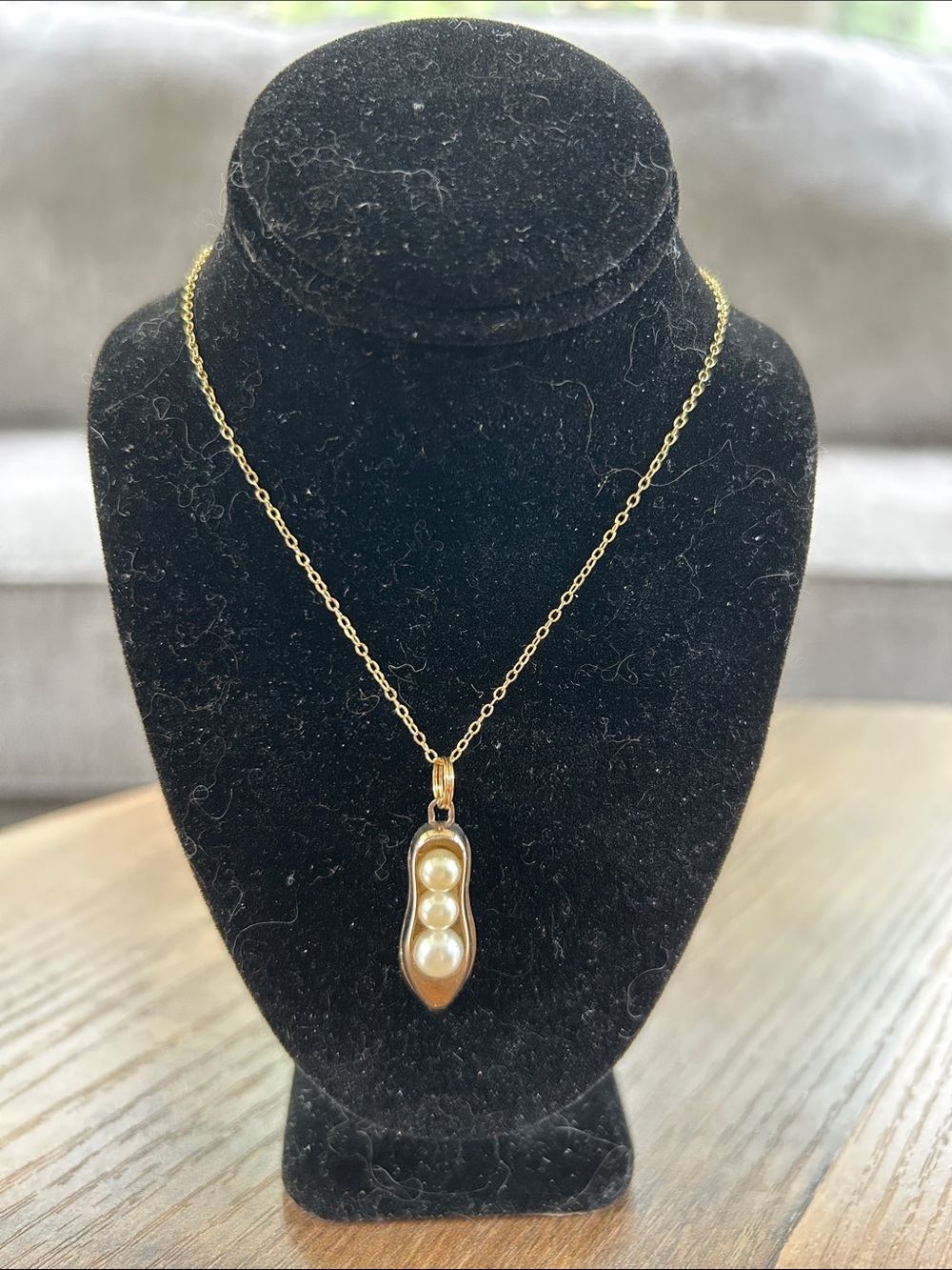 Gold-Tone Pearl Trio Ballet Slipper Pendant With A 925 Marked Chain Necklace